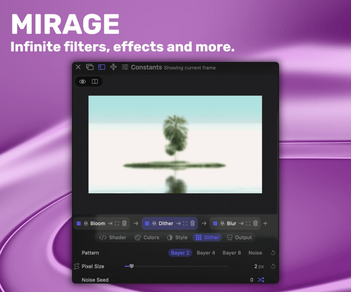 Mirage stacking Bloom, Dither and Blur in Final Cut Pro